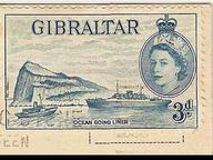 GIBRALTAR med Atlantångare på lokalt frimärke 3 d